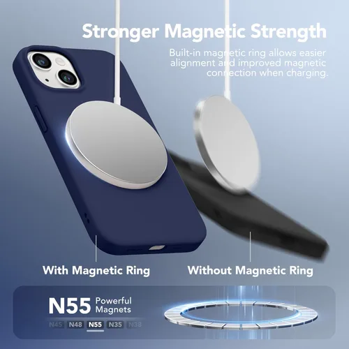 Vista 717 de GONEZ Funda magnética para iPhone 14, compatible con Magsafe, con protector de pantalla + protector de cámara, forro de microfibra antiarañazos