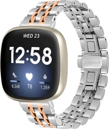 Vista 10 de Chofit Compatible con bandas Fitbit Versa 4/Versa 3/Sense 2/Sense para mujeres y hombres, correa de repuesto de metal de acero inoxidable