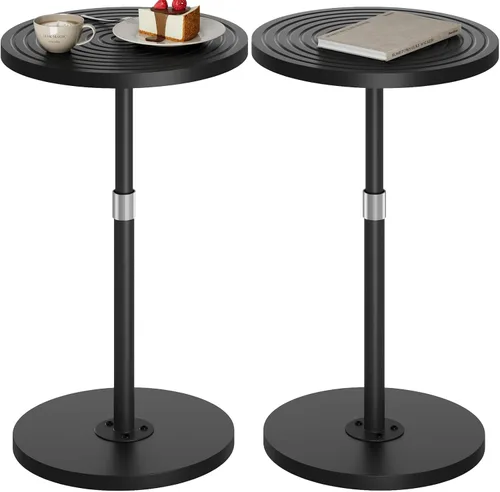 Vista 18 de Asgolion Mesa auxiliar redonda, mesa de bebidas de altura ajustable para espacios pequeños, mesa de Martini con pedestal, mesas de cóctel, base
