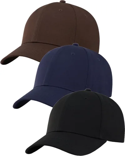Vista 21 de Paquete de 3 gorras de béisbol de algodón liso con correa trasera, ajustables, de perfil bajo, para hombres y mujeres 3 Negro