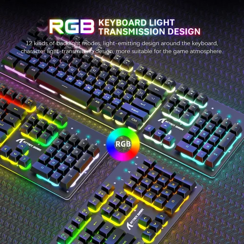 Vista 2 de Combo de teclado y mouse inalámbricos para juegos, receptor dual tipo C/USB 2.4G, retroiluminación RGB Chroma de tamaño completo, recargable 4200