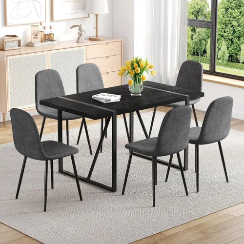 Vista 16 de Mesa de Comedor para 4-6, Mesa de Cocina de 55'', Mesas de Cocina y Comedor, Mesa de Comedor de Madera MDF con Patas de Metal para Sala de Estar