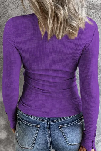 Vista 2 de Kissfix Camisas de manga larga para mujer, estilo casual, para otoño, con botones, básicas, de punto acanalado