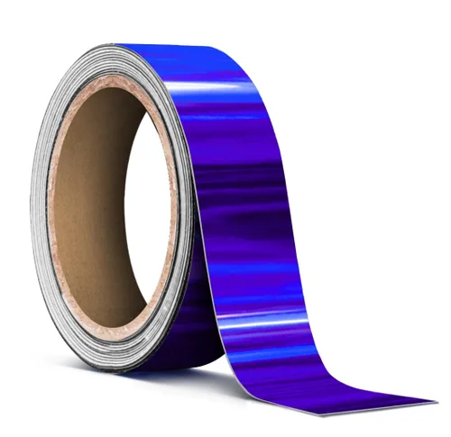 VViViD Rollo de cinta de vinilo holográfica a rayas azules cromadas (1 pulgada x 25 pies)