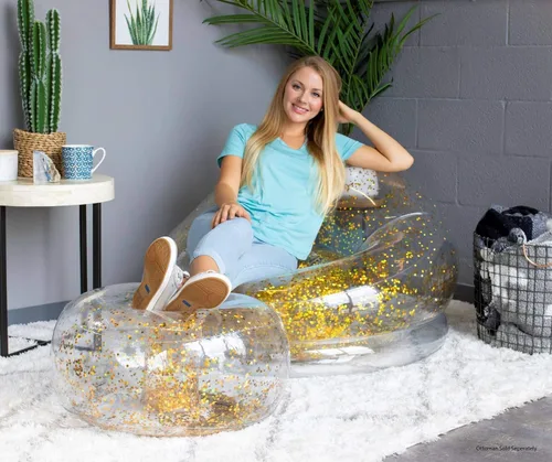 Vista 5 de Silla inflable con purpurina dorada Air Candy