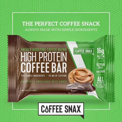 Vista 4 de Barra energética de café con proteínas hecha con cinco ingredientes simples totalmente natural sin gluten sin OMG y 056oz de proteína hecha con café