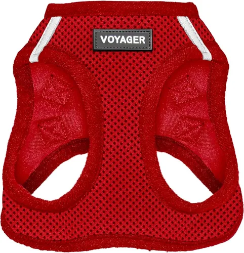 Best Pet Supplies Voyager Step-in Air - Arnés para mascotas con malla para todo tipo de clima, reflectante, arnés sin tirón para perros y gatos Rojo