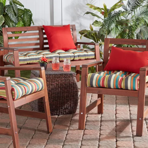 Vista 8 de Greendale Home Fashions Cojín de banco para exteriores de 51 pulgadas, Adobe Stripe