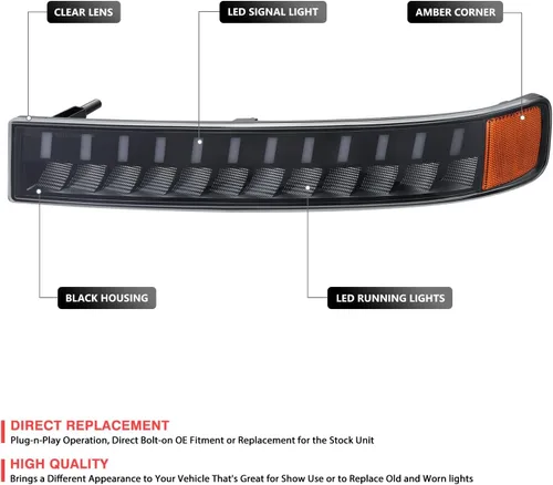 Vista 2 de DNA MOTORING Par de luces de señal de giro LED DRL de arranque secuencial para parachoques Compatible con Chevy GMC Express Savana 1500 03-14