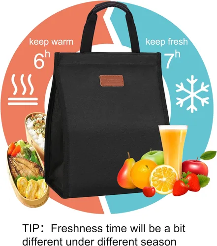 Vista 4 de Bolsas de almuerzo para mujer, aisladas, reutilizables, con bolsillo interno, bolsa de almuerzo para adultos para el trabajo