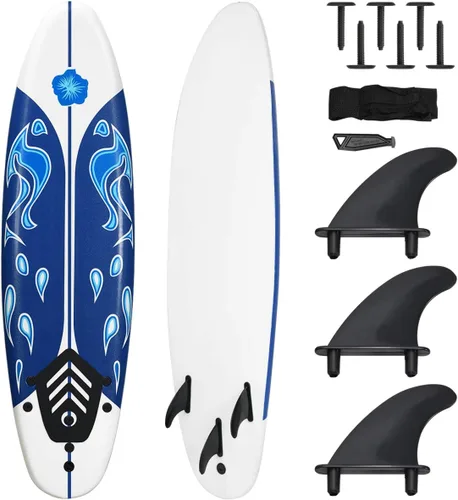 Vista 9 de Giantex 6 pies Tabla de surf tablas de surf de Foamy Surf Playa Océano color Rojo