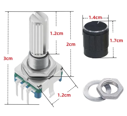 Vista 2 de WWZMDiB 6 Unids EC11 Rotary Encoder con botón 360° 5 pines y tapa de perilla para Arduino, Raspberry Pi, ESP32