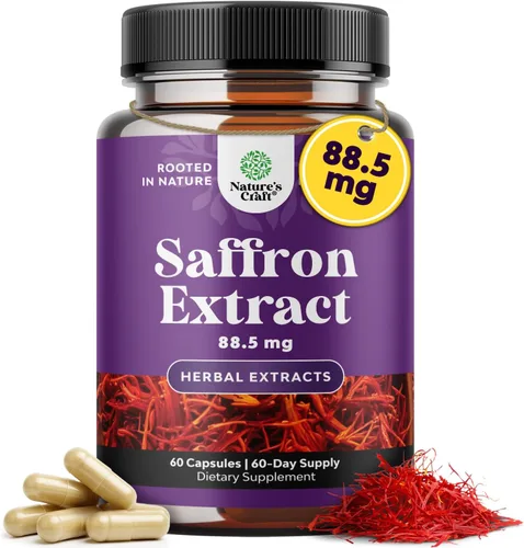 Suplementos de extracto puro de azafrán – Cápsulas de extracto de flor de azafrán de azafrán para un buen estado de ánimo, apoyo al metabolismo y