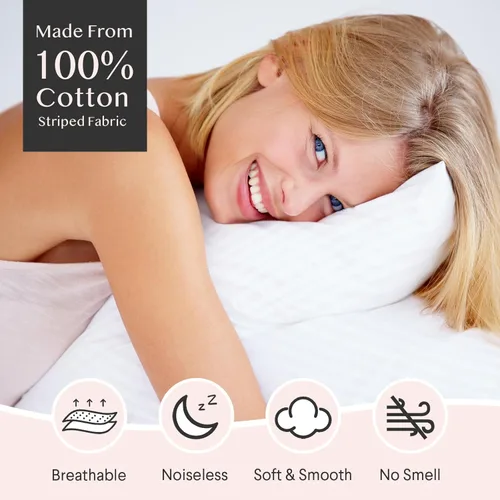 Vista 3 de FAUNNA Protectores de Almohada de 600TC 100% Algodón, Tamaño Queen (20x30 pulgadas), Paquete de 2, Certificado Oeko-TEX, Protector de Almohada Grado