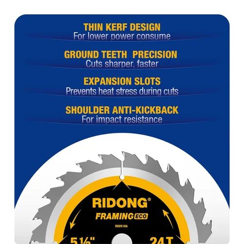 Vista 3 de Hoja de sierra circular de 24 dientes, 5 1/2 pulgadas, para marco, ATB, hoja de sierra de corte inalámbrica con eje de 5/8 pulgadas (paquete de 5)