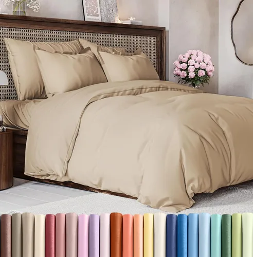 Vista 63 de Juego de funda de edredón tamaño Queen - Funda de edredón extra suave tamaño Queen 90 x 90 con 2 fundas de almohada - Ropa de cama de hotel de lujo