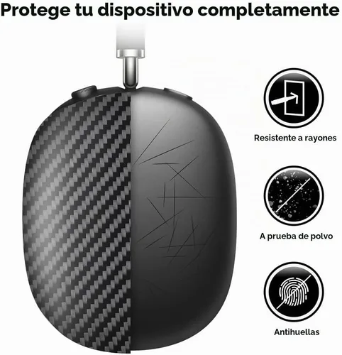 Vista 3 de MONOCARBON Funda de fibra de carbono real para AirPods Max (2024/2020), cubierta protectora de grado militar para auriculares Apple Max, único Azul