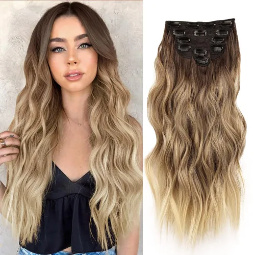 Vista 37 de NAYOO Extensiones de clip para cabello de 20 pulgadas para mujer, cabello ondulado y rizado de cobre rojo, extensiones de cabello sintético