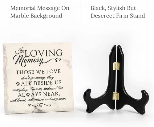 Vista 2 de LukieJac - Regalos de condolencia para la pérdida de un ser querido en memoria de madre y padre, placa con soporte de madera, regalos