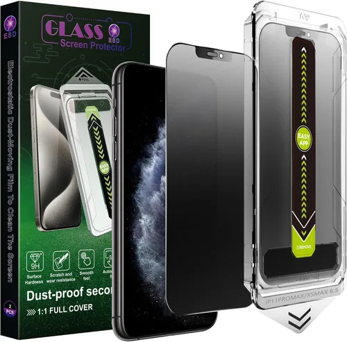Paquete de 2 protectores de pantalla antiespía de privacidad mate para iPhone 11 Pro Max/XS Max (6.5 pulgadas), vidrio templado 9H, antirreflejos,
