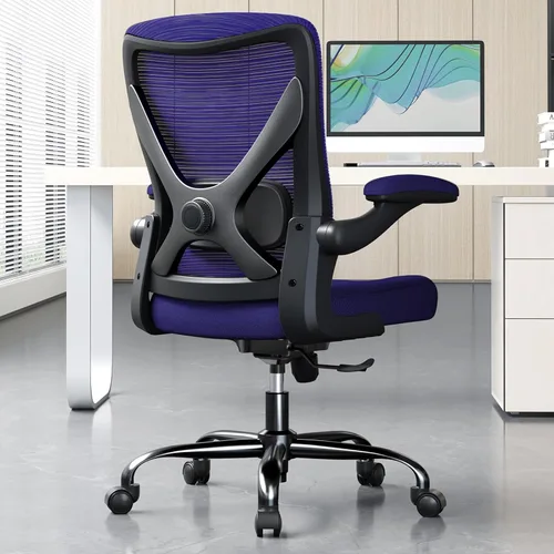 Vista 10 de Silla de oficina ergonómica, sillas de escritorio para computadora cómodas, silla de juegos de respaldo alto de malla con soporte lumbar ajustable