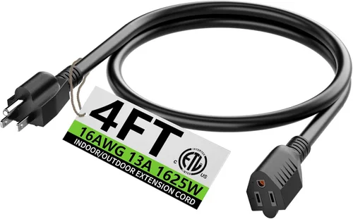 Vista 28 de HUANCHAIN Cable de extensión negro para interiores y exteriores, 3 pies, impermeable, calibre 16/3, flexible, resistente al frío, cable de extensión