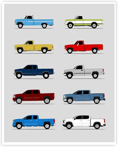 Vista 15 de Custom Car Posters Póster hecho a mano compatible con Chevy Evolution Print Wall Art Decor the Best of Chevrolet Generations, multi, 8 x 10 pulgadas