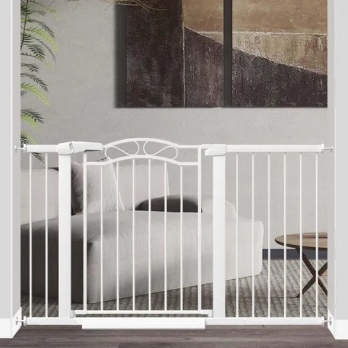 Vista 21 de Fairy Baby Puerta de bebé extra ancha montada a presión para interiores para niños o mascotas, para caminar, sin taladro, puertas largas para perros