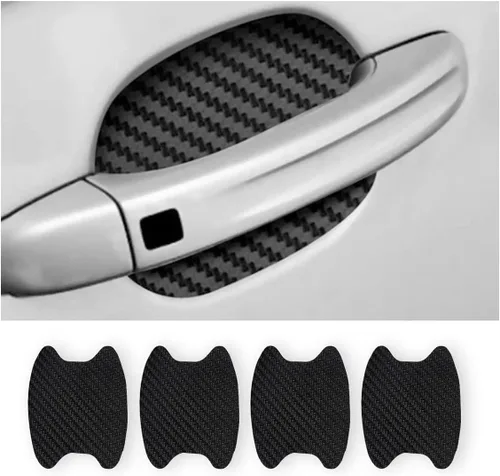 XINLIYA 4 calcomanías protectoras para manija de puerta de automóvil, película protectora universal de fibra de carbono antiarañazos para manija de