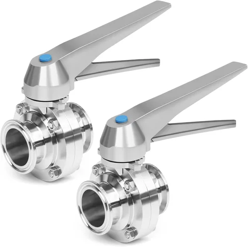 Válvula de mariposa de tres abrazaderas de 1 pulgada de acero inoxidable sanitario 304 con mango de gatillo Tri Clamp Válvula de mariposa