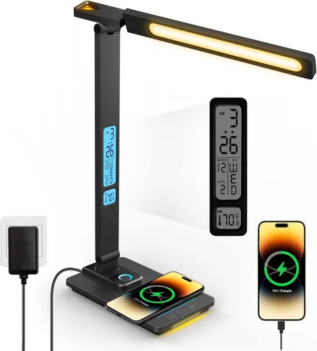 Vista 12 de LAOPAO Lámpara de escritorio con puerto de carga USB: Regleta de enchufes con protección contra sobretensiones - 1 Tipo C, 1 puerto de carga USB-A