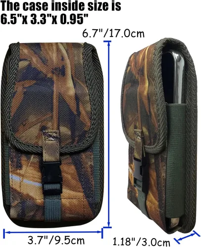 Vista 5 de Funda de camuflaje para teléfono celular para hombre, soporte para teléfono con clip para cinturón, bolsa táctica grande para iPhone 17, 16, 15, 14