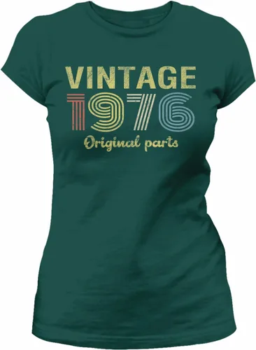 Vista 6 de Regalo de cumpleaños número 50 para mujer, piezas originales vintage 1976 retro cumpleaños, camiseta de cumpleaños 50 Negro-0001