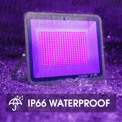 Vista 2 de YANYCN Paquete de 2 Luces Negras LED de 300W, Luz de Inundación Negra para Exteriores con Enchufe e Interruptor, Luz de Inundación de Luz Negra