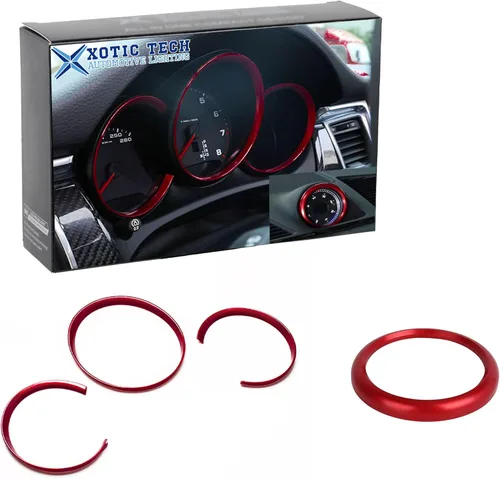 x xotic tech Marco de instrumento para tablero de instrumentos compatible con Porsche Macan 2015 en adelante, 718 Cayman Boxster 2016-2018 (rojo) -