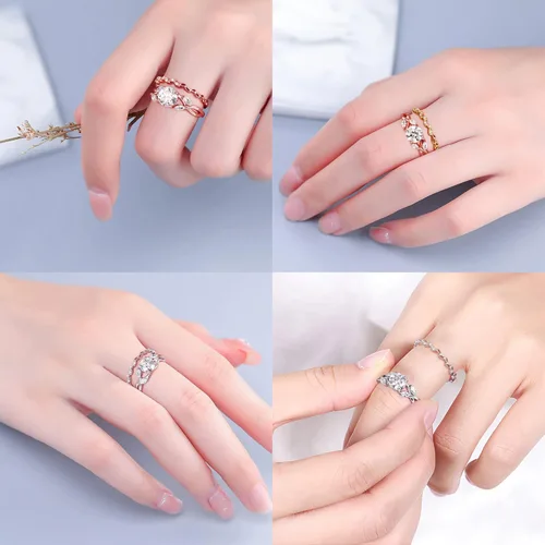 Vista 5 de MOOSEA Willow Moissanite Engagement Rings for Women, 1.2ct D Color VVS1 Clarity Lab Created Moissanite Wedding Ring 925 Sterling Silver Solid Twig