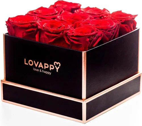 Rosas preservadas en una caja - Rosas eternas que duran un año - Caja de rosas frescas eternas - Flores reales para entrega de primer cumpleaños -