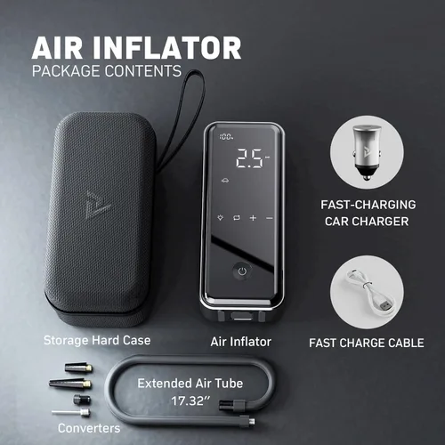 Vista 6 de DENVIX Compresor de aire portátil para inflado de neumáticos, compresor de aire inalámbrico de inflado 2 veces más rápido, bomba de aire eléctrica