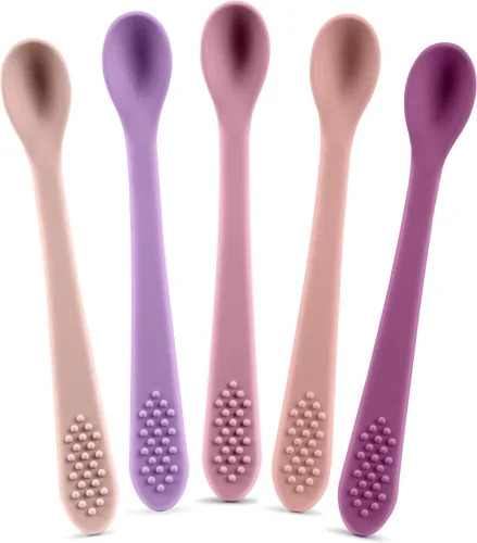 Vista 11 de Cucharas para bebés, cucharas para bebés, primera etapa, primera etapa, juego de cucharas de alimentación para bebés, apto para encías, sin BPA