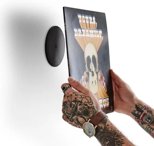 Soporte de pared para discos de vinilo de bambú | Soporte flotante de almacenamiento de álbum LP sin marcos ni soporte visible | Convierte tu