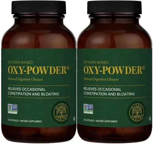 Global Healing Center Oxy-Powder Colon Cleanse Detox - Limpiador intestinal seguro y natural a base de oxígeno, 120 unidades (paquete de 2)