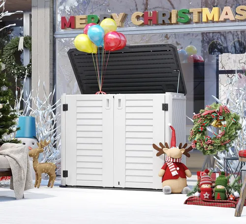 Vista 5 de HOMSPARK Cobertizo de Almacenamiento Resistente a la Intemperie, Armario de Almacenamiento Multiusos para Exteriores para Patios y Jardines