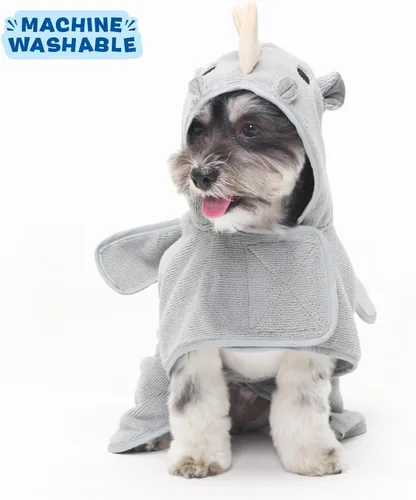 Vista 38 de Bata de baño para perros Barkbox de secado rápido con cierre de gancho y bucle y atadura envolvente, ropa linda para perros, fácil de limpiar