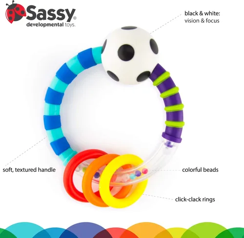 Vista 3 de Aro sonajero Sassy, azul/negro, Azul/Negro