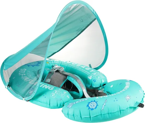 Vista 21 de Mambobaby Float Add Tail Flotador de natación para bebé/bebé con toldo, no inflable, sólido, mejorado, suave, impermeable, material de cuero