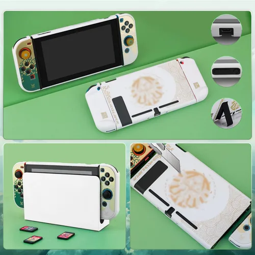 Vista 5 de FUNDIARY Black Travel Carrying Case for Nintendo Switch with Zelda Design, Tear of The Kingdom Accessories with Slim Storage Bag, Hard PC Protective