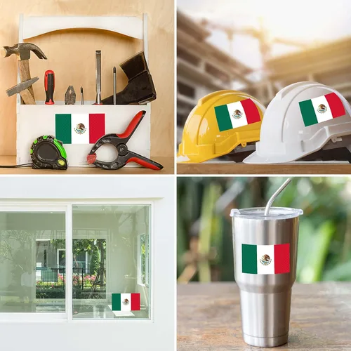 Vista 5 de 3 calcomanías reflectantes de la bandera de México, 5 x 3 pulgadas, calcomanías de México para automóvil, Jeep, camión, automóvil, parachoques
