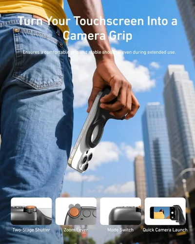 Vista 2 de TELESIN Fun Shot - Cámara magnética para teléfono, estilo DSLR, agarre de obturador para Magsafe iPhone y Android con botón de obturador inalámbrico