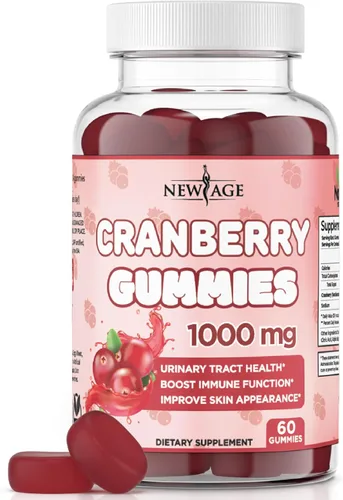 NEW AGE Gomitas de arándano para la salud del tracto urinario, 1000 mg - Apoya la vejiga, los riñones, las infecciones urinarias (arándano 60