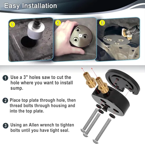 Vista 6 de Diesel Fuel Tank Sump Kit Dual-Port Integrated Return Compatible with Airdog FASS Cummins Duramax Powerstroke
